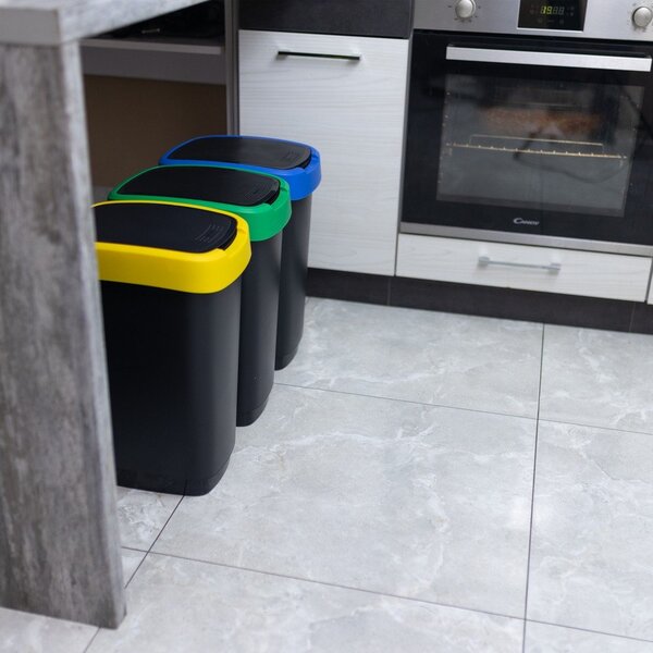 Čierne odpadkové koše v súprave 3 ks na triedený odpad z recyklovaného plastu 25 l Twist – Rotho