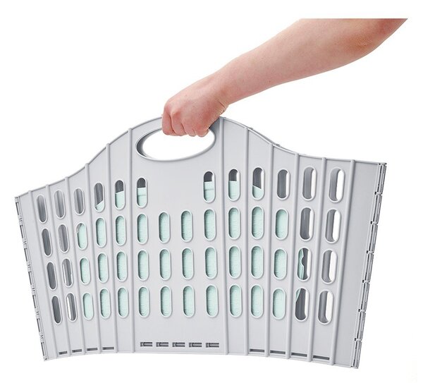 Sivo-zelený skladací kôš na bielizeň Addis Flat Folding Laundry Basket