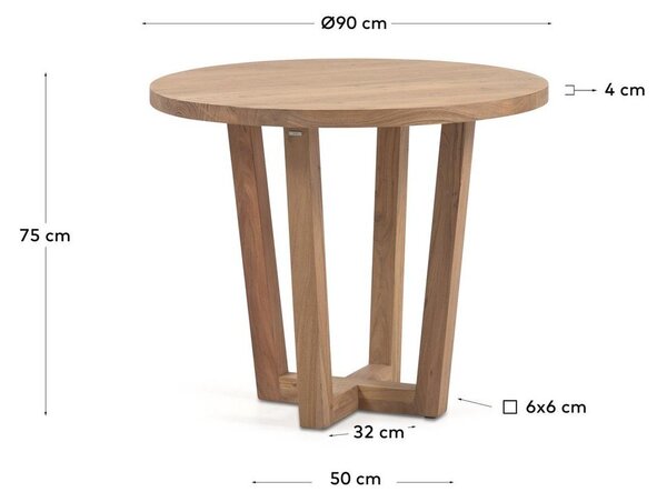 Okrúhly jedálenský stôl z masívu akácie v prírodnej farbe ø 90 cm Nahla – Kave Home