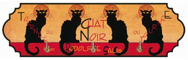 Plechový vešiak s mačkami Le Chat noir