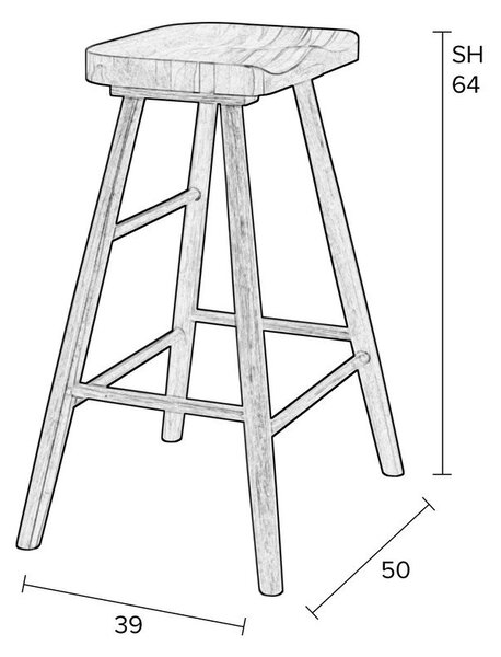 Barová stolička z dubového dreva v prírodnej farbe (výška sedadla 65,5 cm) Vander – White Label