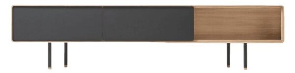 Čierny/v prírodnej farbe TV stolík z dubového dreva 200x48 cm Fina – Gazzda