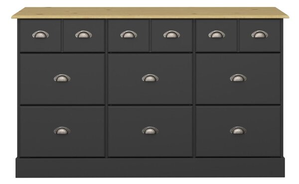 Čierna komoda s 9 zásuvkami Støraa Leander