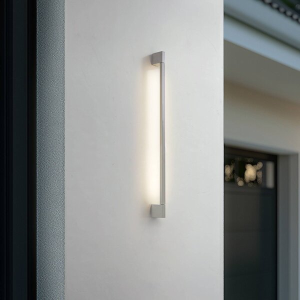 Lindby LED vonkajšie nástenné svietidlo Neano, 90 cm, kamennosivá, IP54, Hliník / sivá / zinok, Hliník, Moderný, Nástenné svietidlo