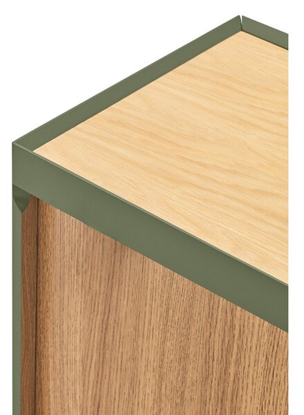 Zelená/v prírodnej farbe nízka komoda v dekore duba 165x78 cm Arista – Teulat