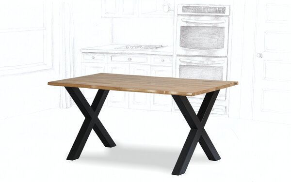 Wooded Jídelní stůl Kingston z masivu DUB 190x90x76cm Odstín dřeva: Přírodní olej 3232 (+0 Kč), Hrana stolu: Rovná, Barva kovu: Černá
