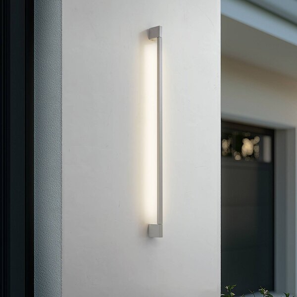 Lindby LED vonkajšie nástenné svietidlo Neano, 120 cm, kamennosivá, IP54, Hliník / sivá / zinok, Hliník, Moderný, Nástenné svietidlo