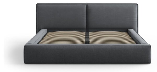 Tmavosivá čalúnená dvojlôžková posteľ s úložným priestorom a roštom 180x200 cm Arendal – Cosmopolitan Design