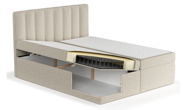 Béžová boxspring posteľ s úložným priestorom 180x200 cm Novento – Maison de Rêve