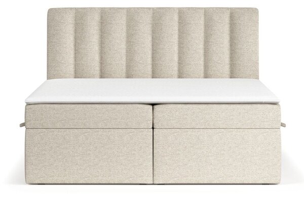 Béžová boxspring posteľ s úložným priestorom 180x200 cm Novento – Maison de Rêve
