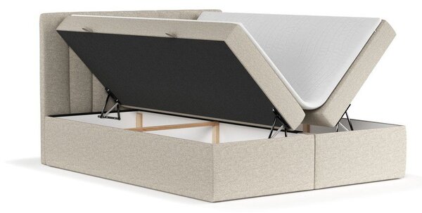 Béžová boxspring posteľ s úložným priestorom 180x200 cm Novento – Maison de Rêve