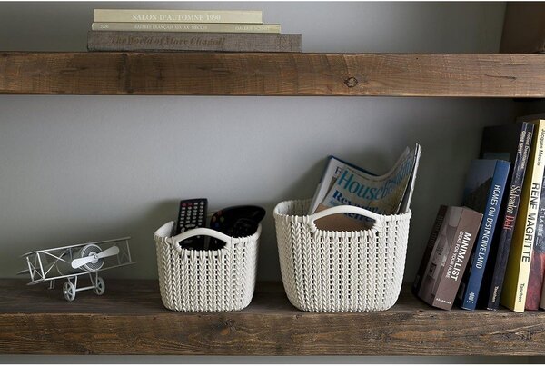 Biely úložný košík Curver Knit, 3 l