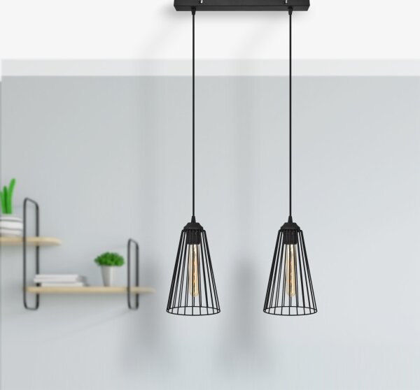 Luster na lanku TORRI 2xE27/15W/230V čierna