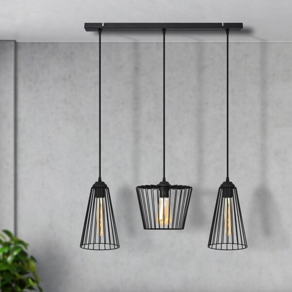 Luster na lanku TORRI 3xE27/15W/230V čierna