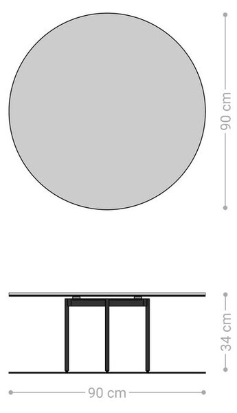 DELIFE Konferenčný stolík Edge okrúhly 90x90 cm keramika Laminam® Emperador Extra Lucidato tmavohnedá Trive kov čierna