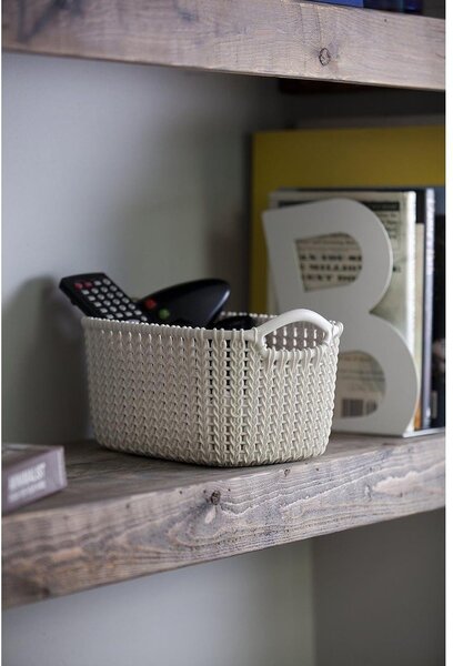 Biely úložný košík Curver Knit, 3 l