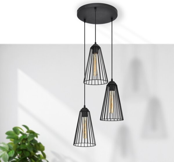 Luster na lanku TORRI 3xE27/15W/230V čierna