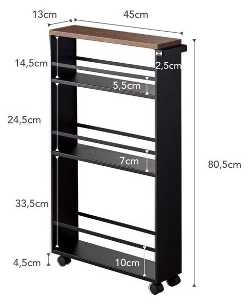 Čierny kovový kúpeľňový regál 47,5x81 cm Tower – YAMAZAKI