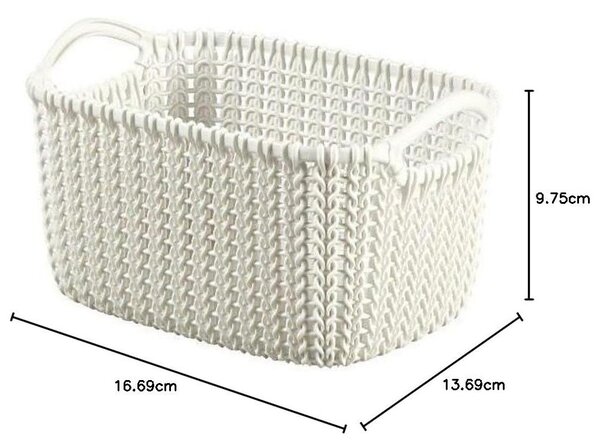 Biely úložný košík Curver Knit, 3 l