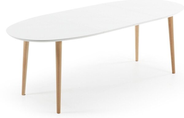 Biely rozkladací jedálenský stôl s bielou doskou 90x140 cm Oqui – Kave Home