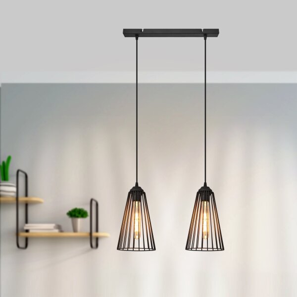 Luster na lanku TORRI 2xE27/15W/230V čierna