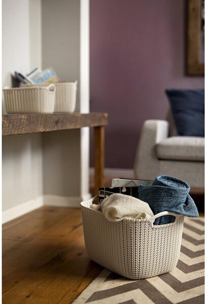 Biely úložný košík Curver Knit, 3 l