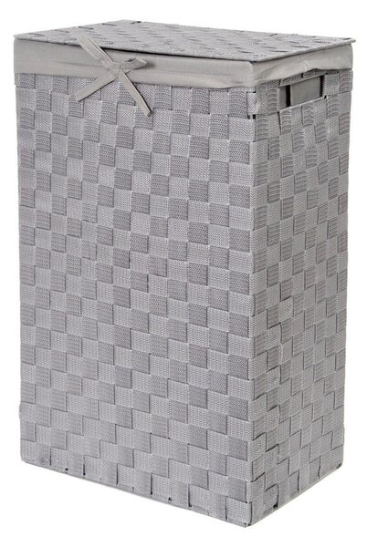 Sivý viskózny kôš na bielizeň s vekom Compactor Laundry Basket Linen, výška 60 cm