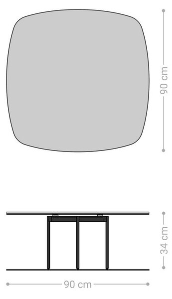 DELIFE Konferenčný stolík Edge zaoblený 90x90 cm keramika Laminam® Emperador Extra Lucidato tmavohnedá Trive kov čierna