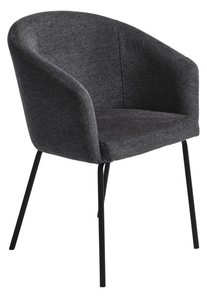 Tmavosivé čalúnené jedálenské kreslo s podrúčkami Easton – Unique Furniture