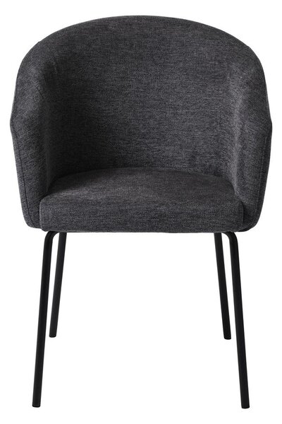 Tmavosivé čalúnené jedálenské kreslo s podrúčkami Easton – Unique Furniture