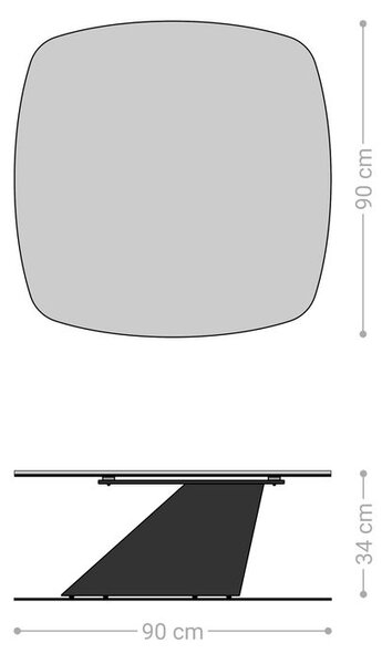DELIFE Konferenčný stolík Edge zaoblený 90x90 cm keramika Laminam® Noir Desir hnedá konis nerezová oceľ kefovaná