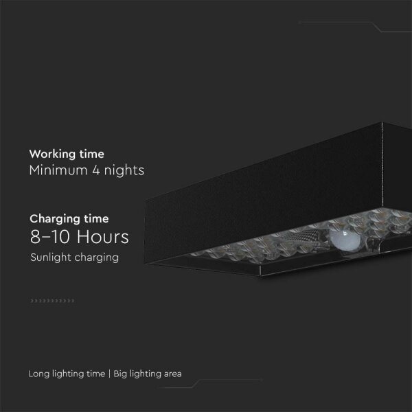 LED Solárne nástenné svietidlo so senzorom LED/6W/3,7V IP65 4000K 3000 mAh čierna