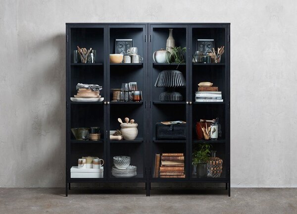 Čierna kovová vitrína 90x190 cm Carmel – Unique Furniture