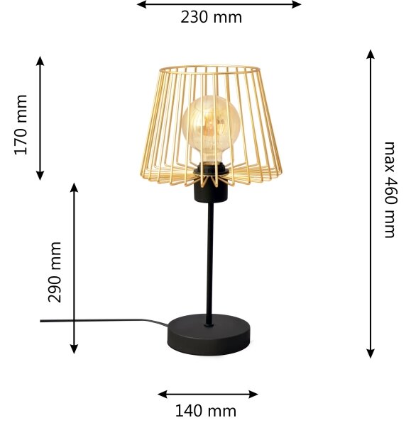 Stolná lampa TORRI 1xE27/15W/230V zlatá/čierna