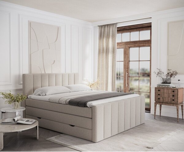 Béžová boxspring posteľ s úložným priestorom 180x200 cm Ruby – Maison de Rêve