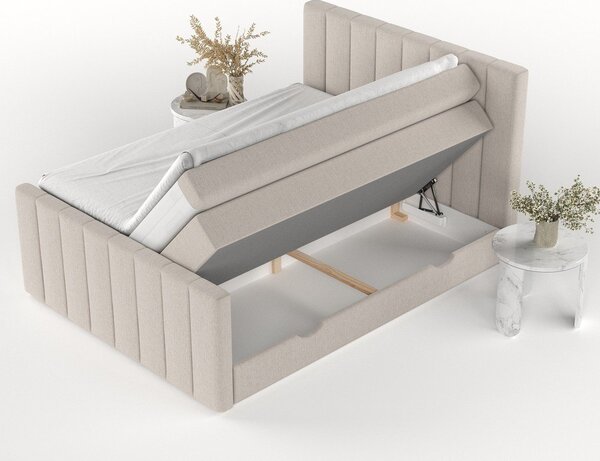Béžová boxspring posteľ s úložným priestorom 180x200 cm Ruby – Maison de Rêve
