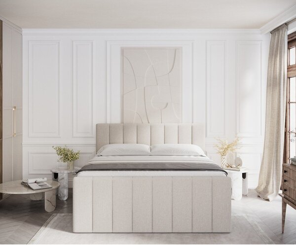 Béžová boxspring posteľ s úložným priestorom 180x200 cm Ruby – Maison de Rêve