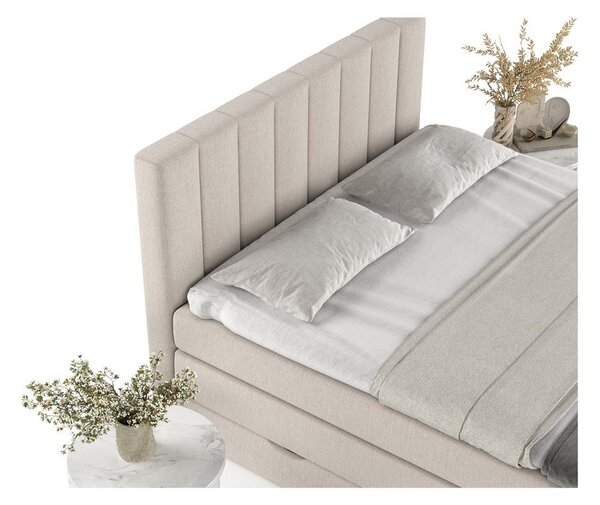 Béžová boxspring posteľ s úložným priestorom 180x200 cm Ruby – Maison de Rêve