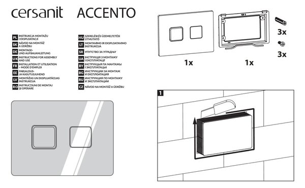 Cersanit Accento Square, pneumatické splachovacie tlačidlo, čierna, K97-426