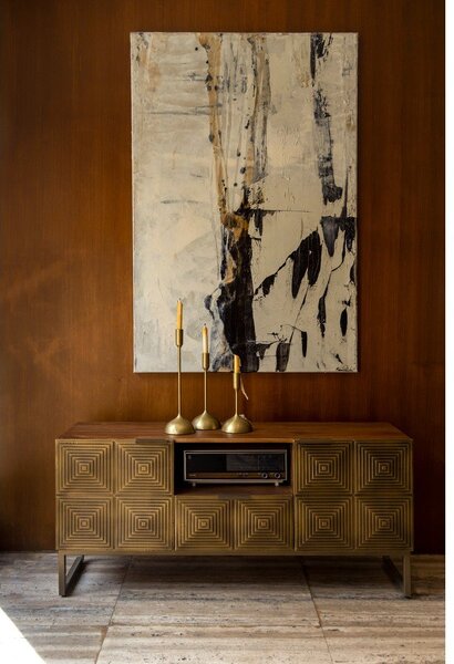 TV stolík z mangového dreva v zlatej farbe 40x60 cm Volan – Dutchbone