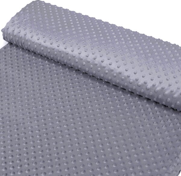 Detská látka Minky 3D bodky MKP-004 Tmavo sivá - šírka 150 cm