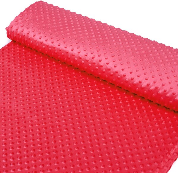 Detská látka Minky 3D bodky MKP-019 Jahodová červená - šírka 150 cm