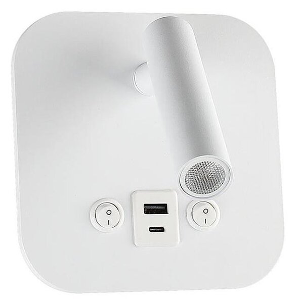 LED nástenné bodové svietidlo s USB portom LED/8W/230V 3000K biela