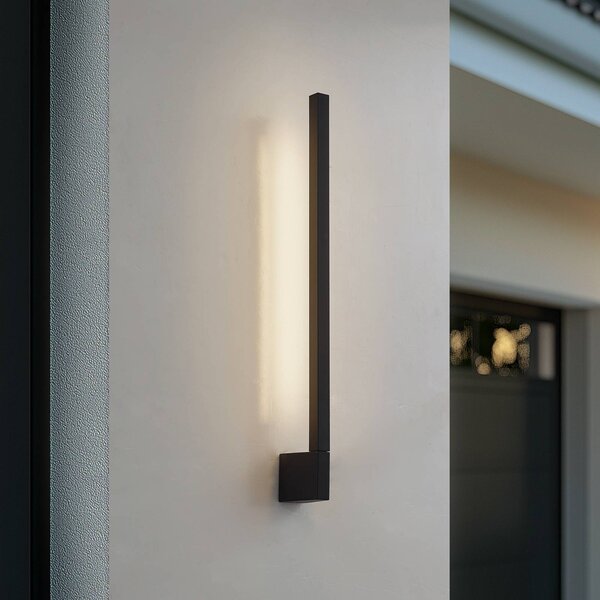 Lindby LED nástenné svetlo Neano, 60 cm, čierne, kov, IP54, Čierna, Hliník, Moderný, Nástenné svietidlo