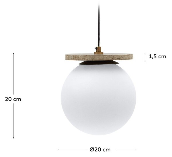 Biele závesné svietidlo so skleneným tienidlom ø 20 cm Malachi – Kave Home