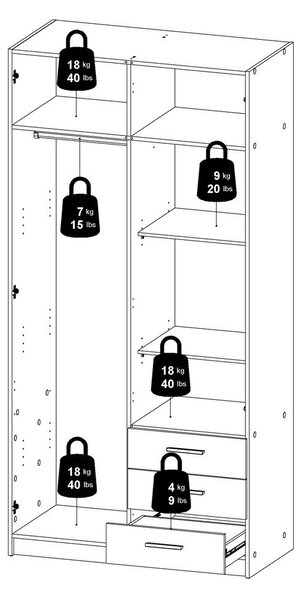 Biela šatníková skriňa 99x200 cm Sprint – Tvilum