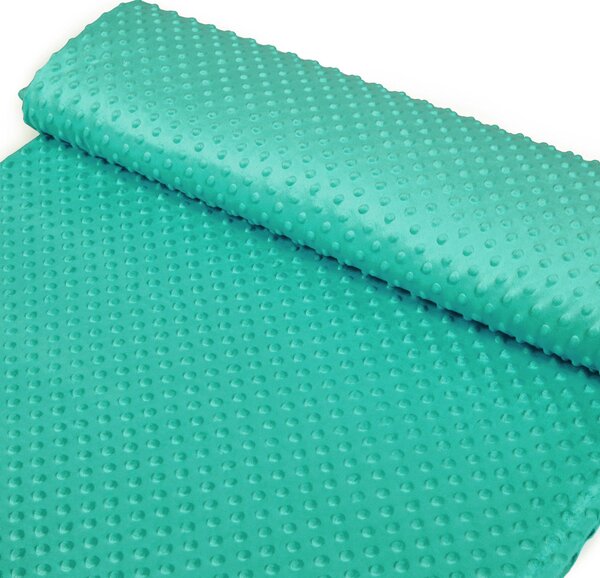 Detská látka Minky 3D bodky MKP-047 Tyrkysovo zelená - šírka 150 cm