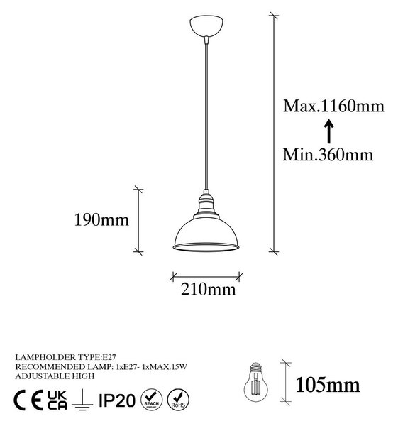 Závesné svietidlo v bronzovej farbe s kovovým tienidlom ø 21 cm Varzan – Opviq lights