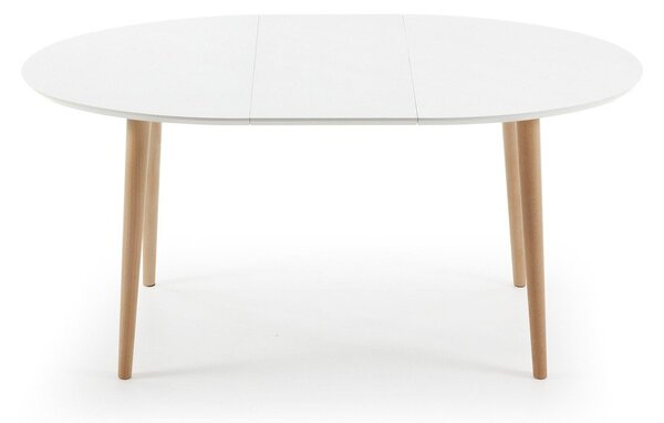 Biely rozkladací jedálenský stôl s bielou doskou 90x120 cm Oqui – Kave Home