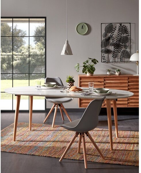 Biely rozkladací jedálenský stôl s bielou doskou 90x120 cm Oqui – Kave Home